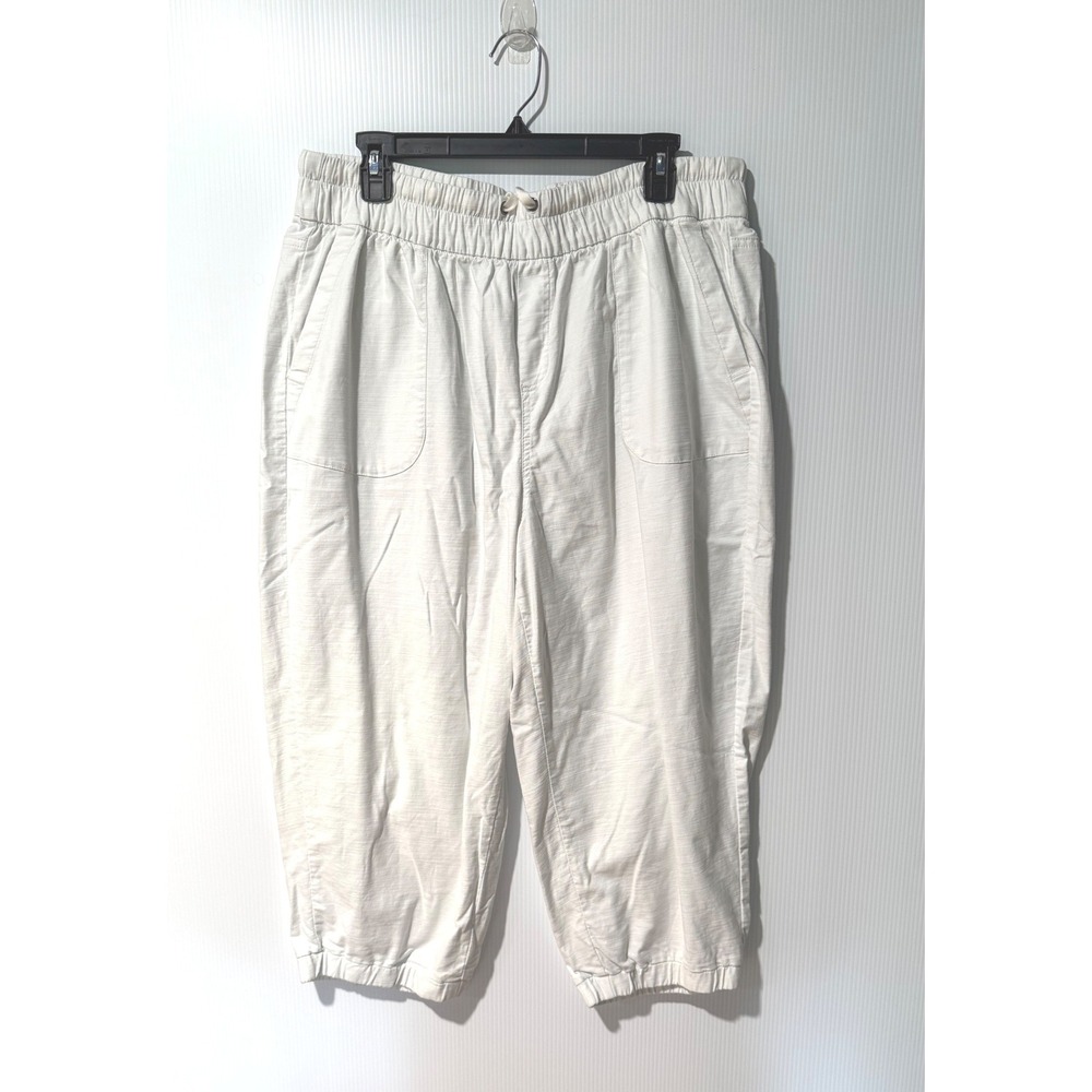 Lane Bryant Capri Pants 14/16 White Pull On Stretch Cotton Pockets Coastal